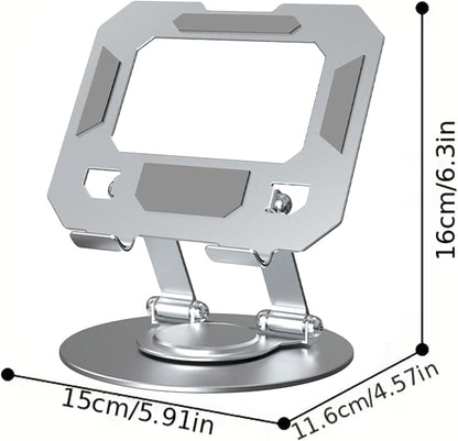 360 degree Rotatable  Multi-Function Metal Laptop & Phone Stand Silver