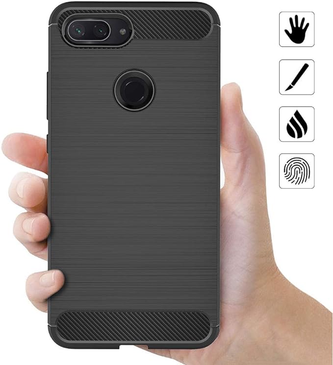 Google Pixel3a XL Slim Carbon Fibre Shockproof Rugged Case Cover Black