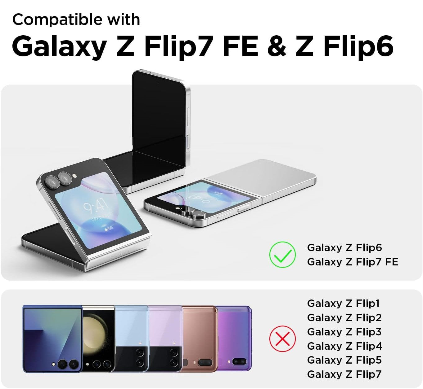Samsung Galaxy Z Flip 6/7FE Magnetic Back Cover Case Clear