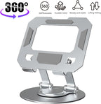 360 degree Rotatable  Multi-Function Metal Laptop & Phone Stand Silver