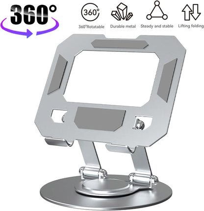 360 degree Rotatable  Multi-Function Metal Laptop & Phone Stand Silver