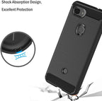 Google Pixel3a Slim Carbon Fibre Shockproof Rugged Case Cover Black