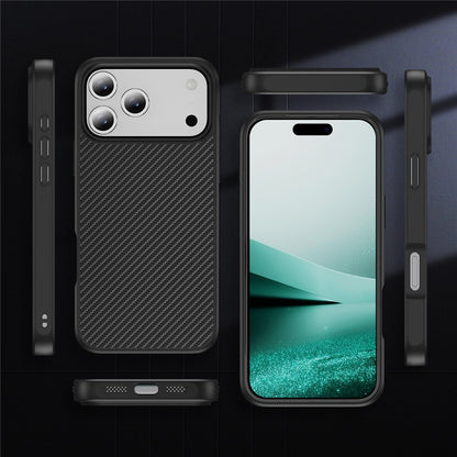iPhone 13/14/15/16/17e Max Carbon Fiber Texture MagSafe Case Black
