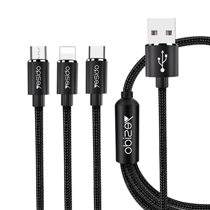 Yesido 3 in 1 USB cable YESIDO Cable Black