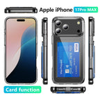 iPhone 17 Pro Max Shockproof Hard Card Holder Back Case Clear