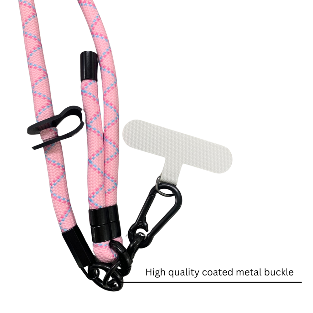 Adjustable Sturdy Rope Crossbody Phone Lanyard Pink