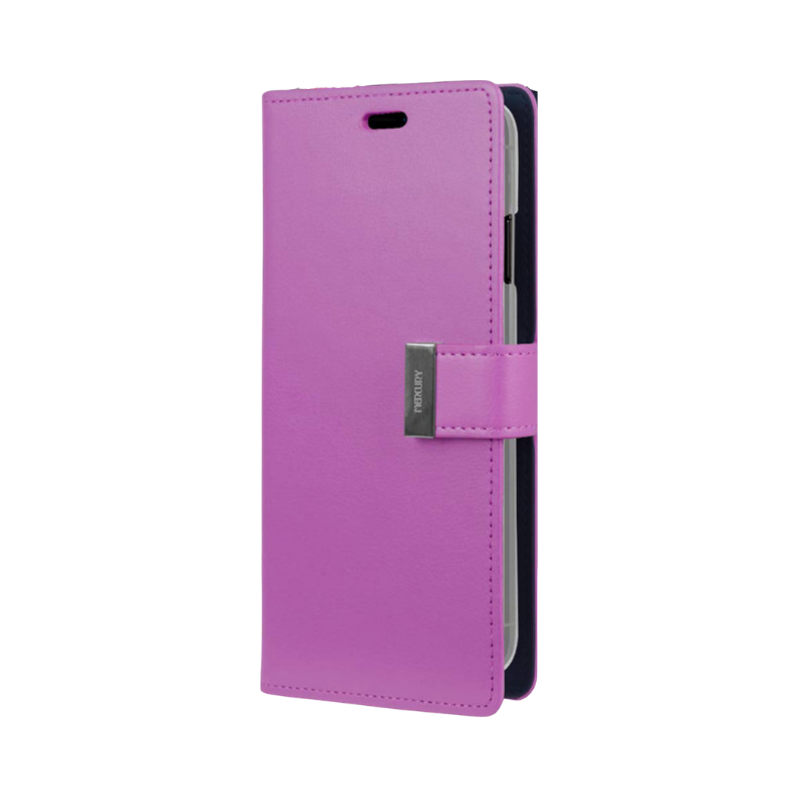 Goospery Silver Buckle Flip Leather Wallet Case iPhone XS Max Purple