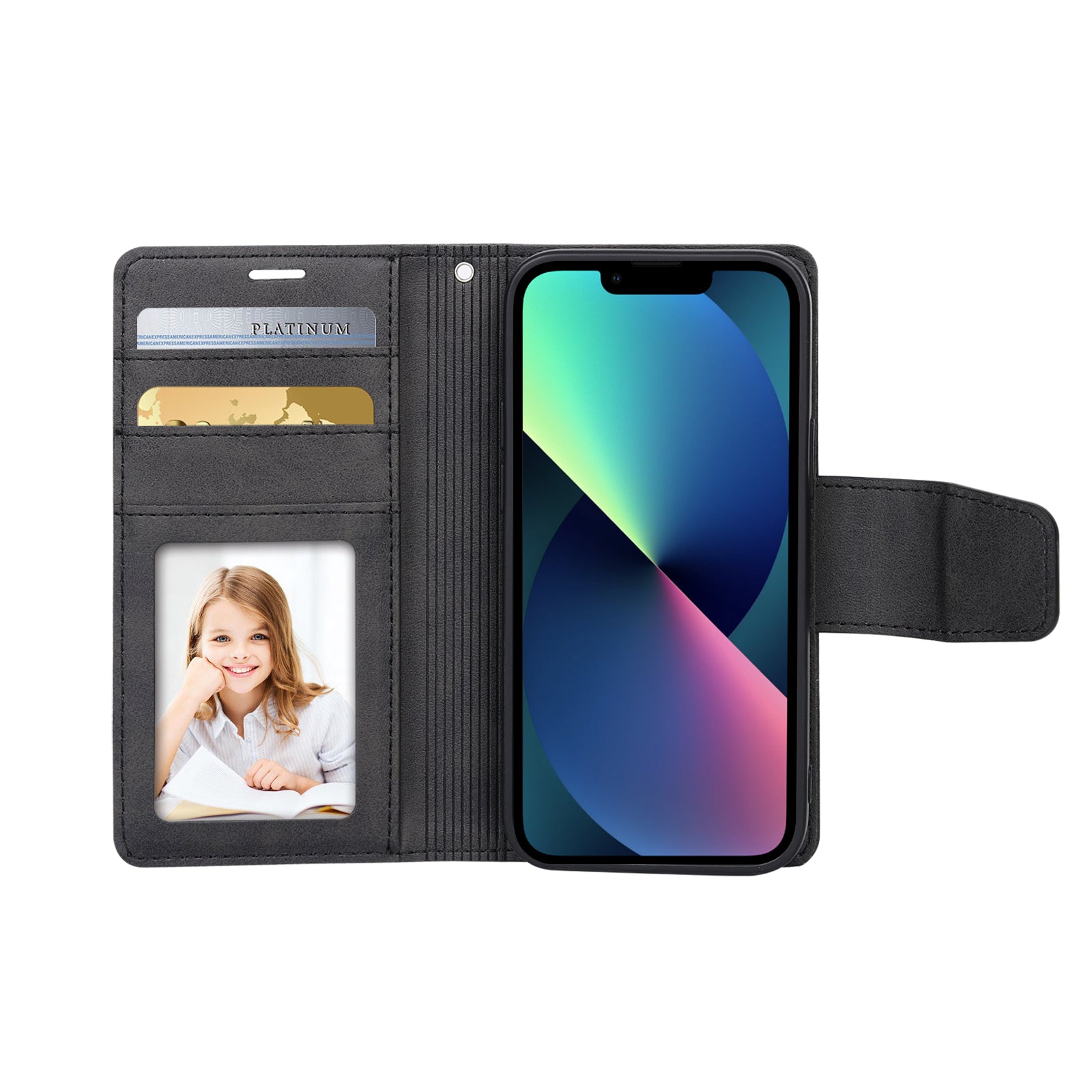 Nebula Flip Leather Wallet Case Black – iPhone Cases