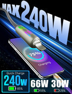 240W 4-in-1 Multi USB Fast Charging & Data Cable