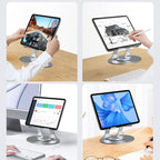 360 degree Rotatable  Multi-Function Metal Laptop & Phone Stand Silver