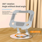 360 degree Rotatable  Multi-Function Metal Laptop & Phone Stand Silver