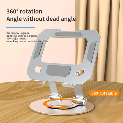 360 degree Rotatable  Multi-Function Metal Laptop & Phone Stand Silver