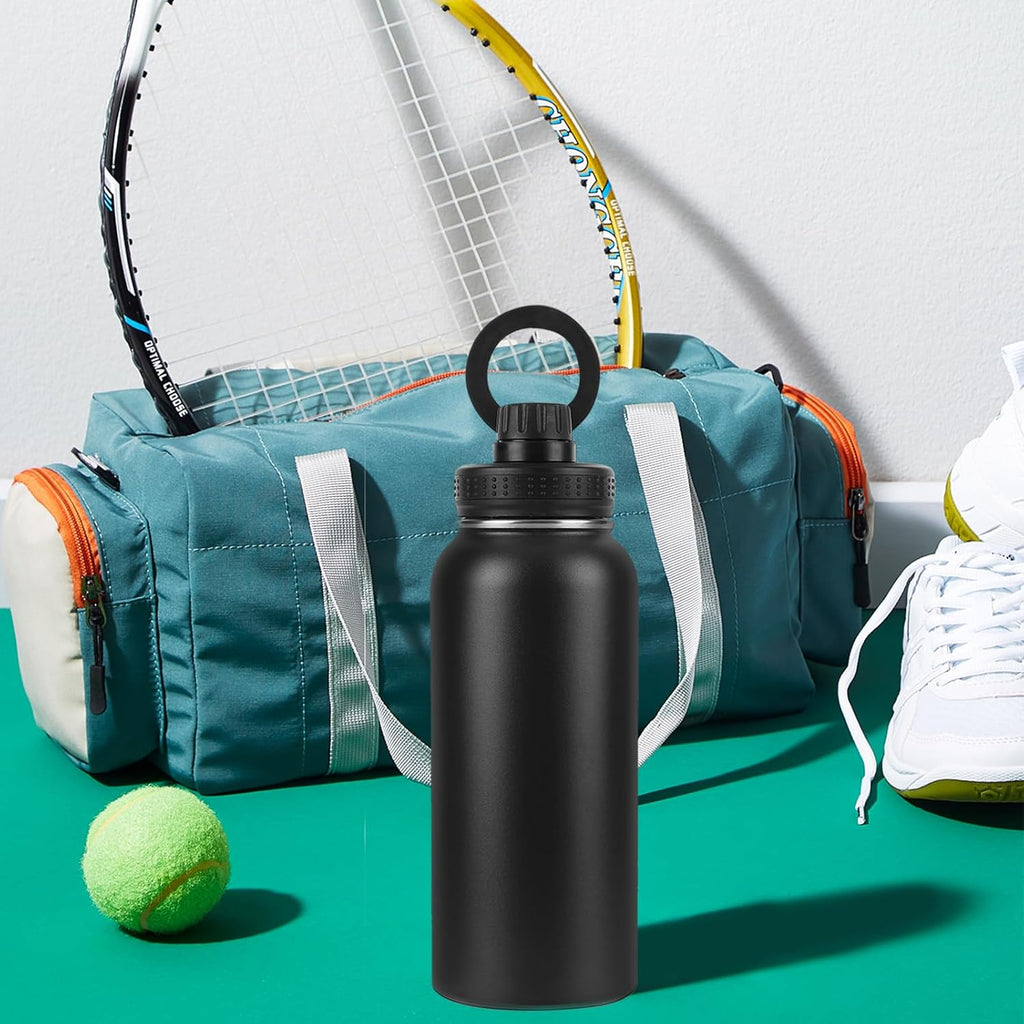 Stainless Steel Gym & Sports Water Bottle with Rotating Phone Holder – 532ml