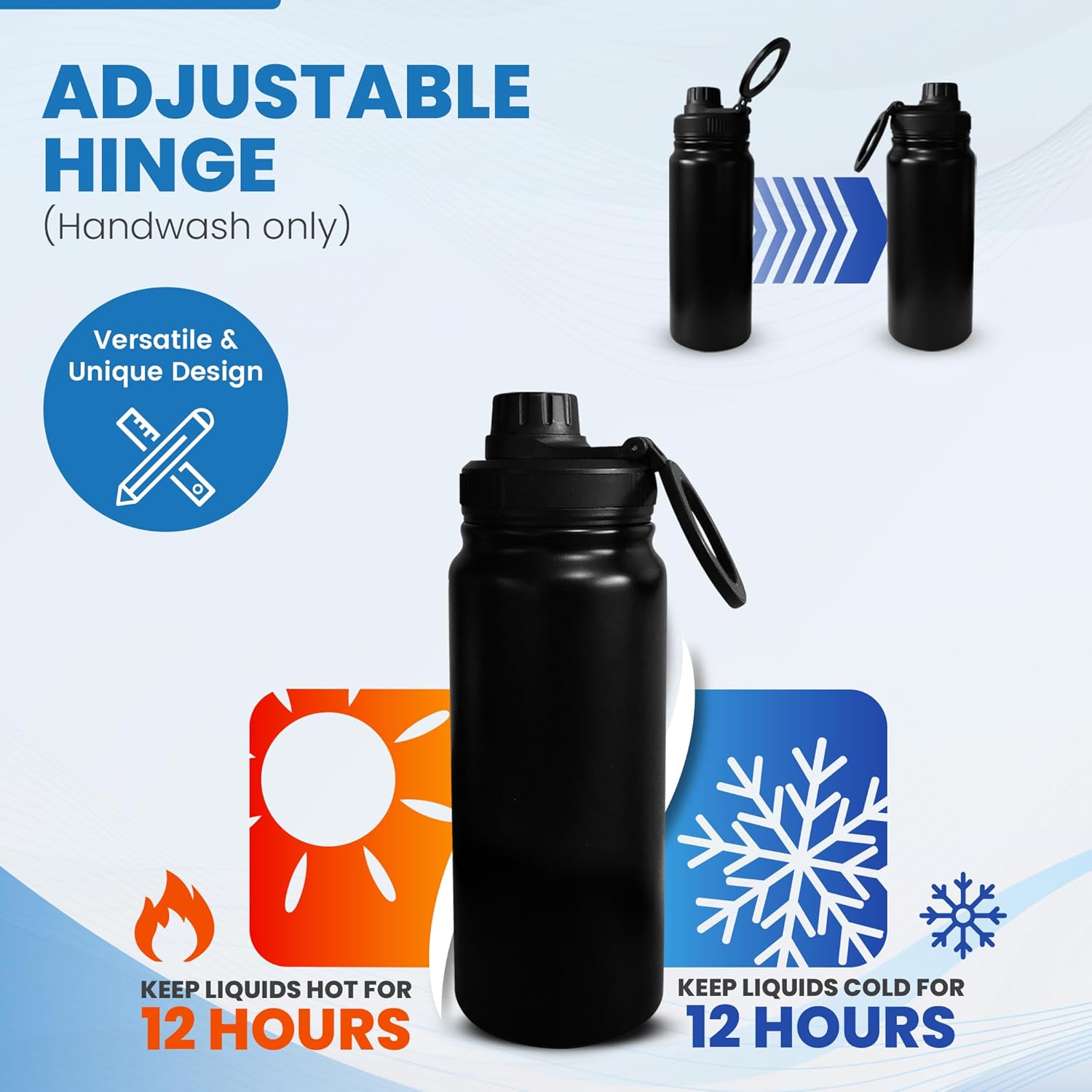Stainless Steel Gym & Sports Water Bottle with Rotating Phone Holder – 532ml