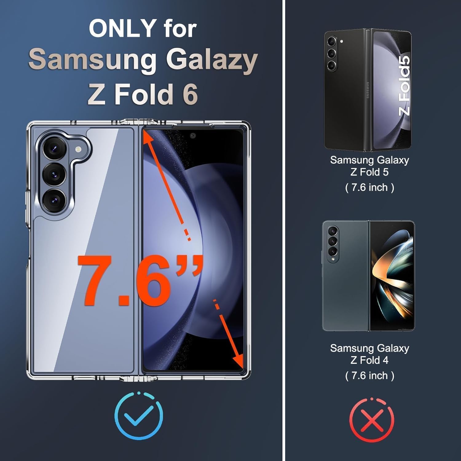 Samsung Galaxy Z Fold 6 Magnetic Back Cover Case Clear