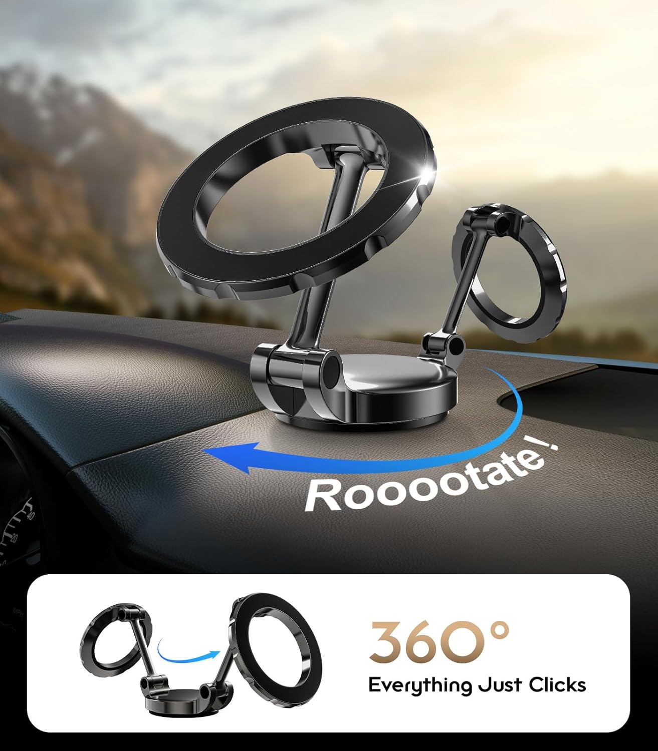 Ultra Alloy Folding 360 Rotating Magnetic Car Phone Holder