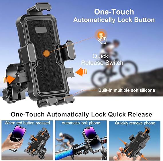 Universal fixed handlebar motorcycle phone holder