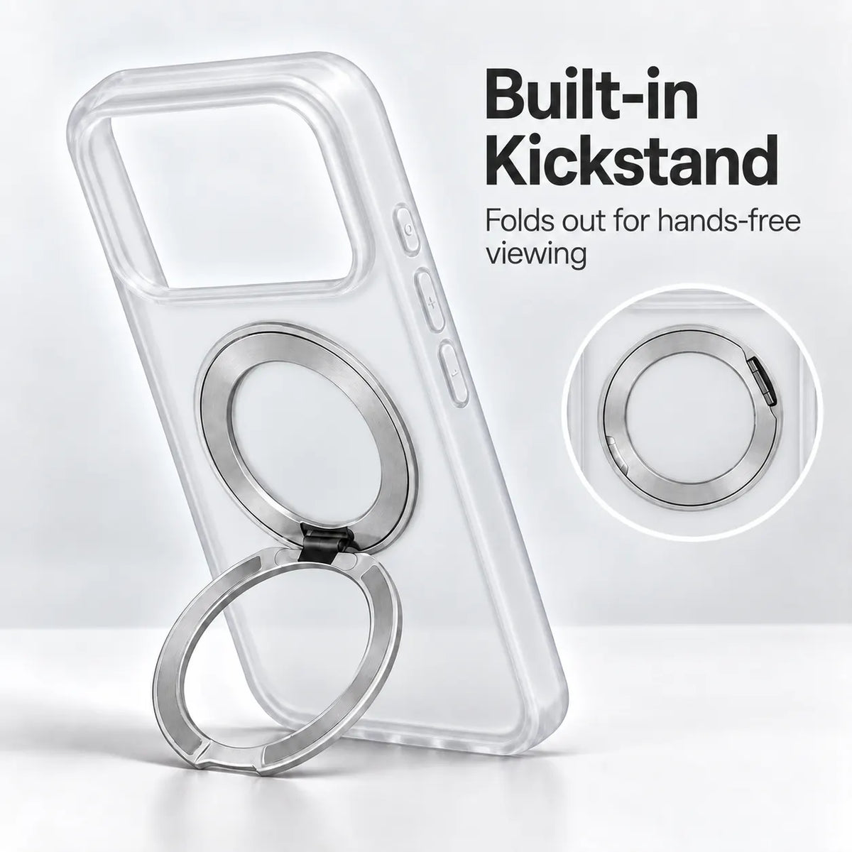 360 Degree Rotatable Ring Kickstand Case White