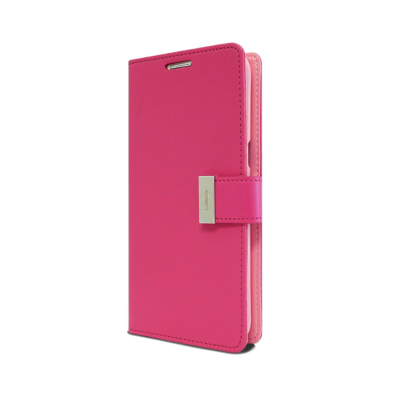 Goospery Silver Buckle Flip Leather Wallet Case iPhone X/XS Dark Pink