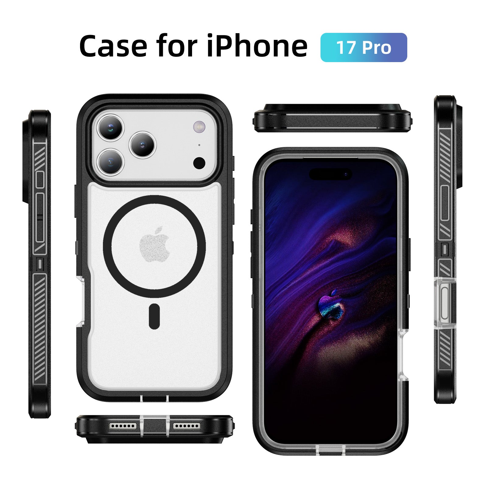 iPhone 17 Pro Eclipse Shield MagSafe Case - Black Clear