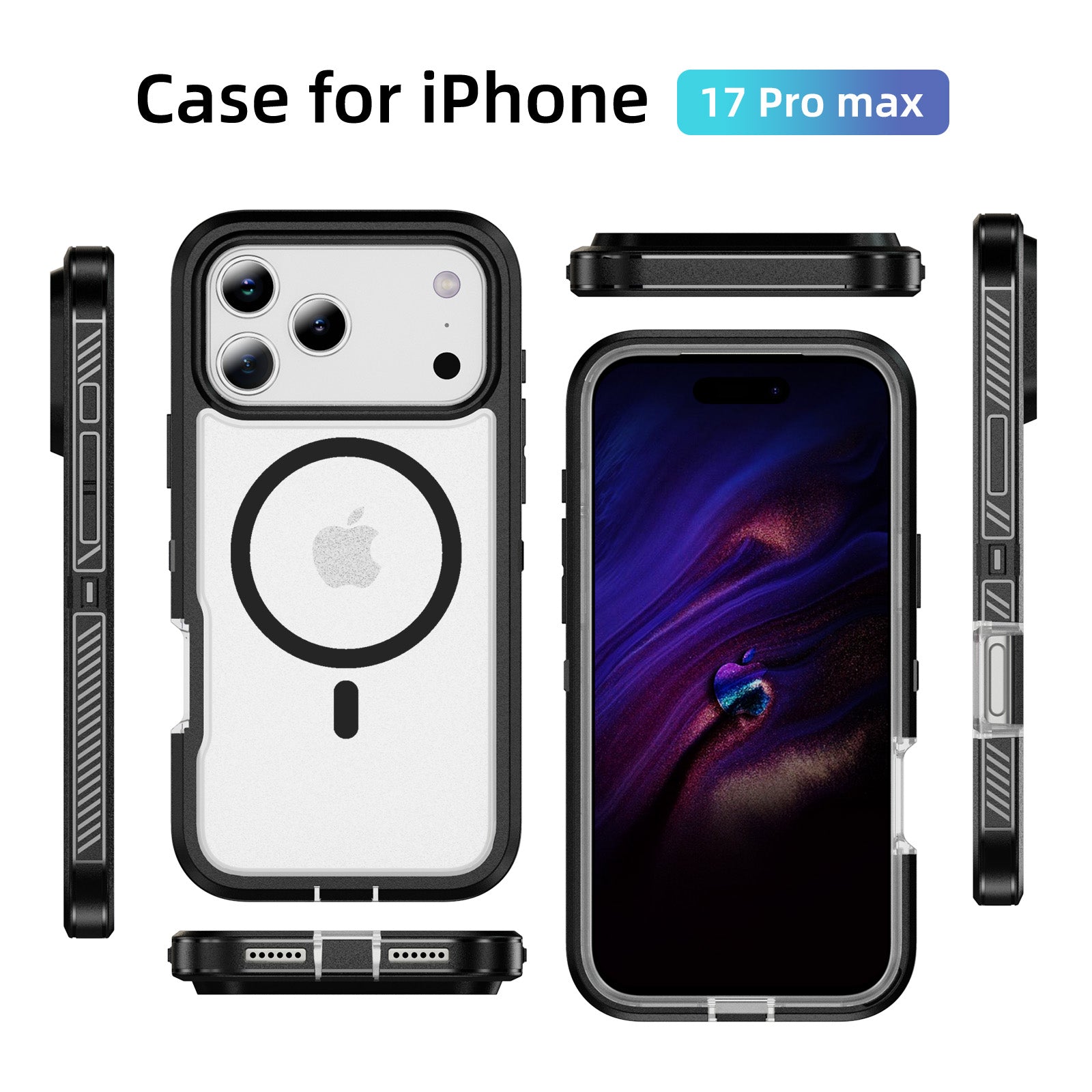 iPhone 17 Pro Max Eclipse Shield MagSafe Case - Black Clear