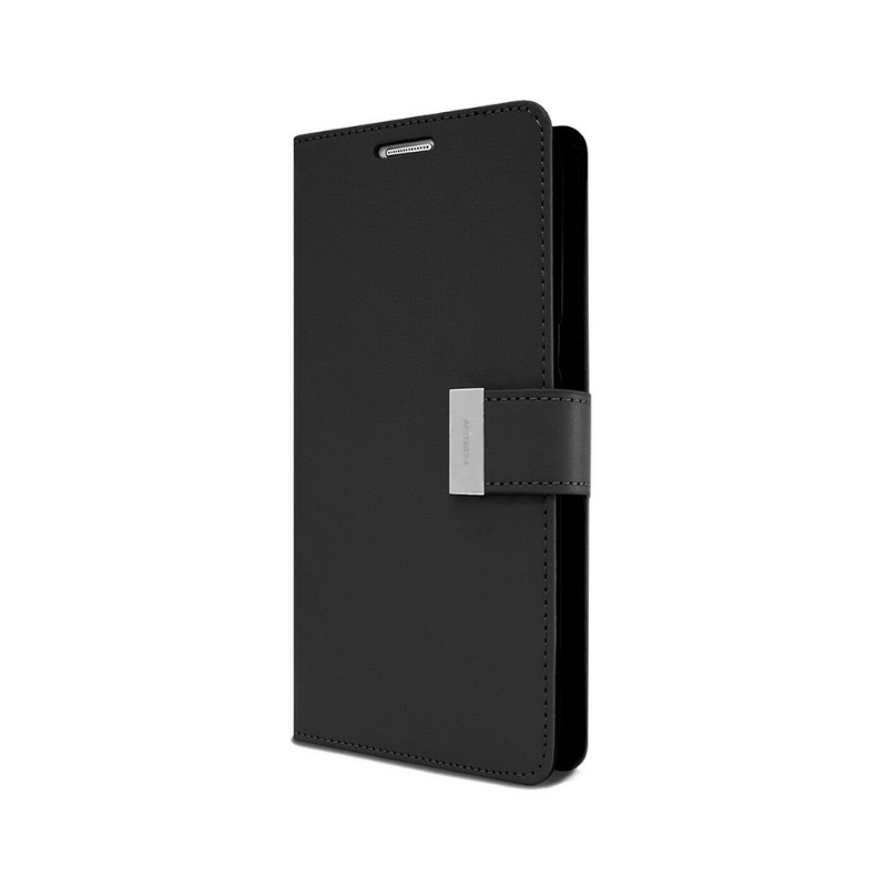 Goospery Silver Buckle Flip Leather Wallet Case iPhone XS Max Black