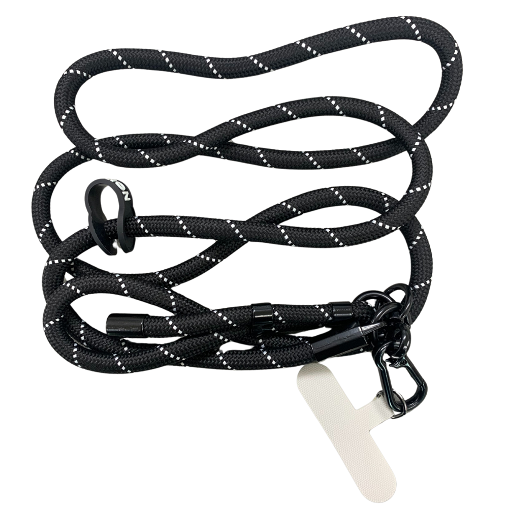 Adjustable Sturdy Rope Crossbody Phone Lanyard Black White Stripe