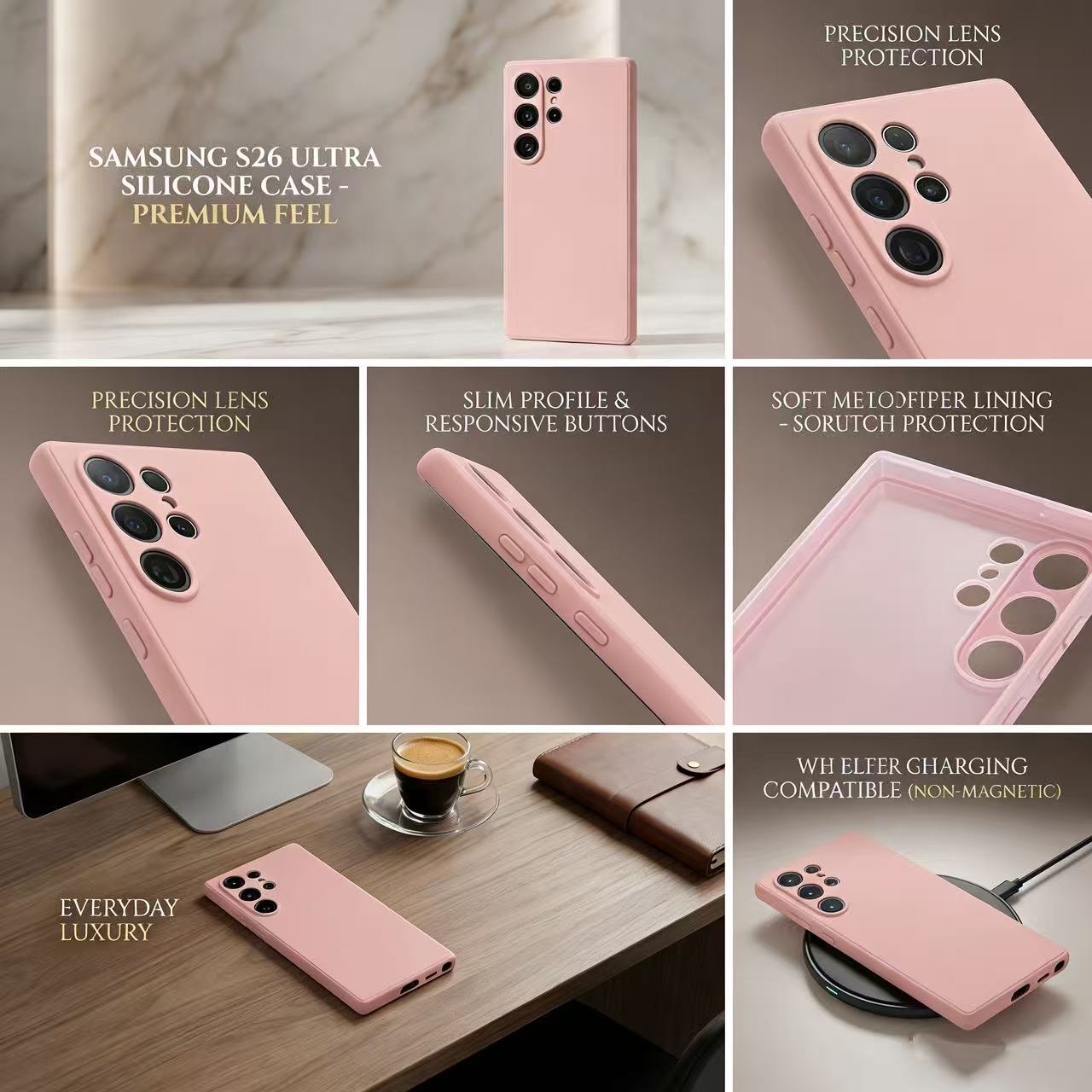 Samsung Galaxy S26Ultra Silicone Rubber Case Sand Pink