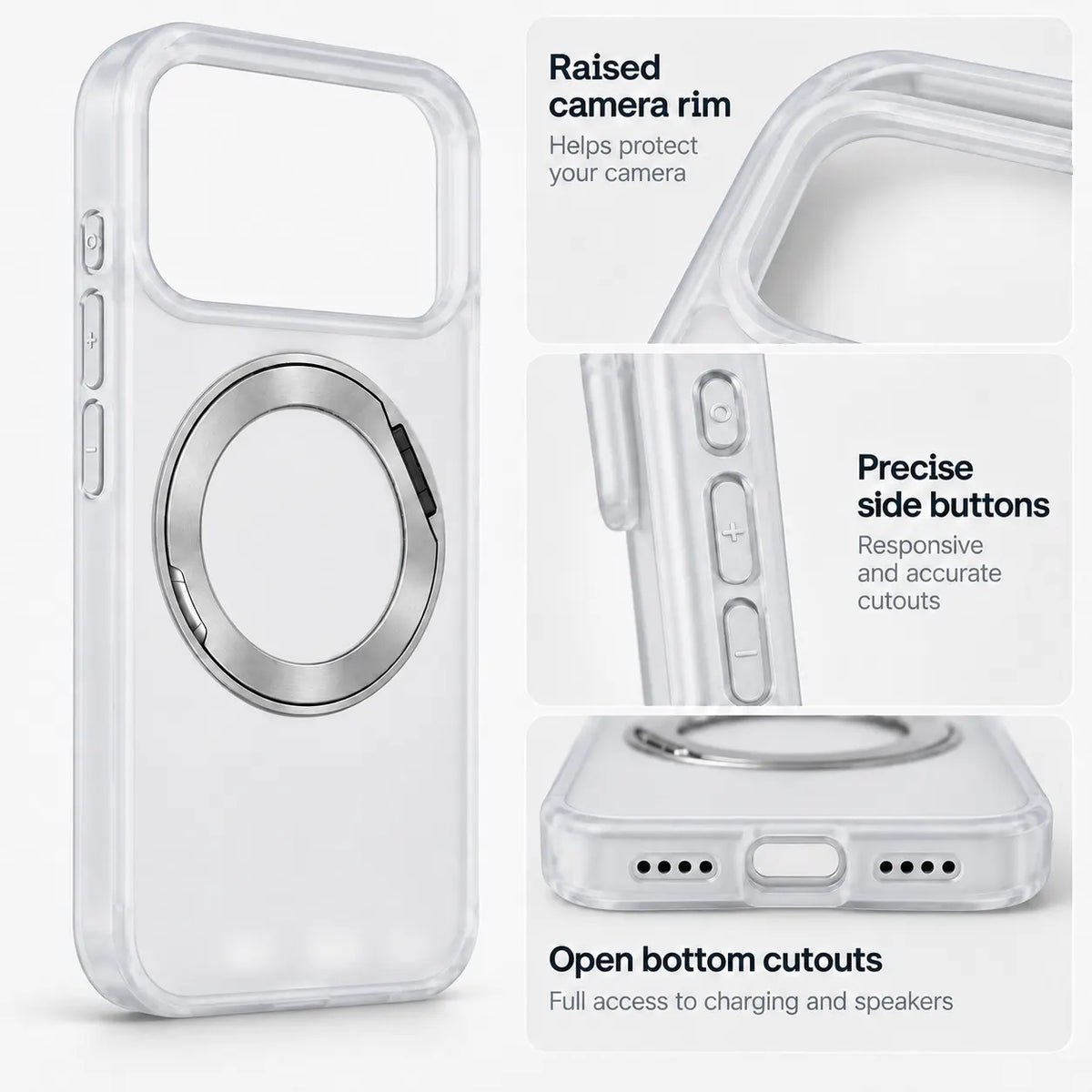 360 Degree Rotatable Ring Kickstand Case White