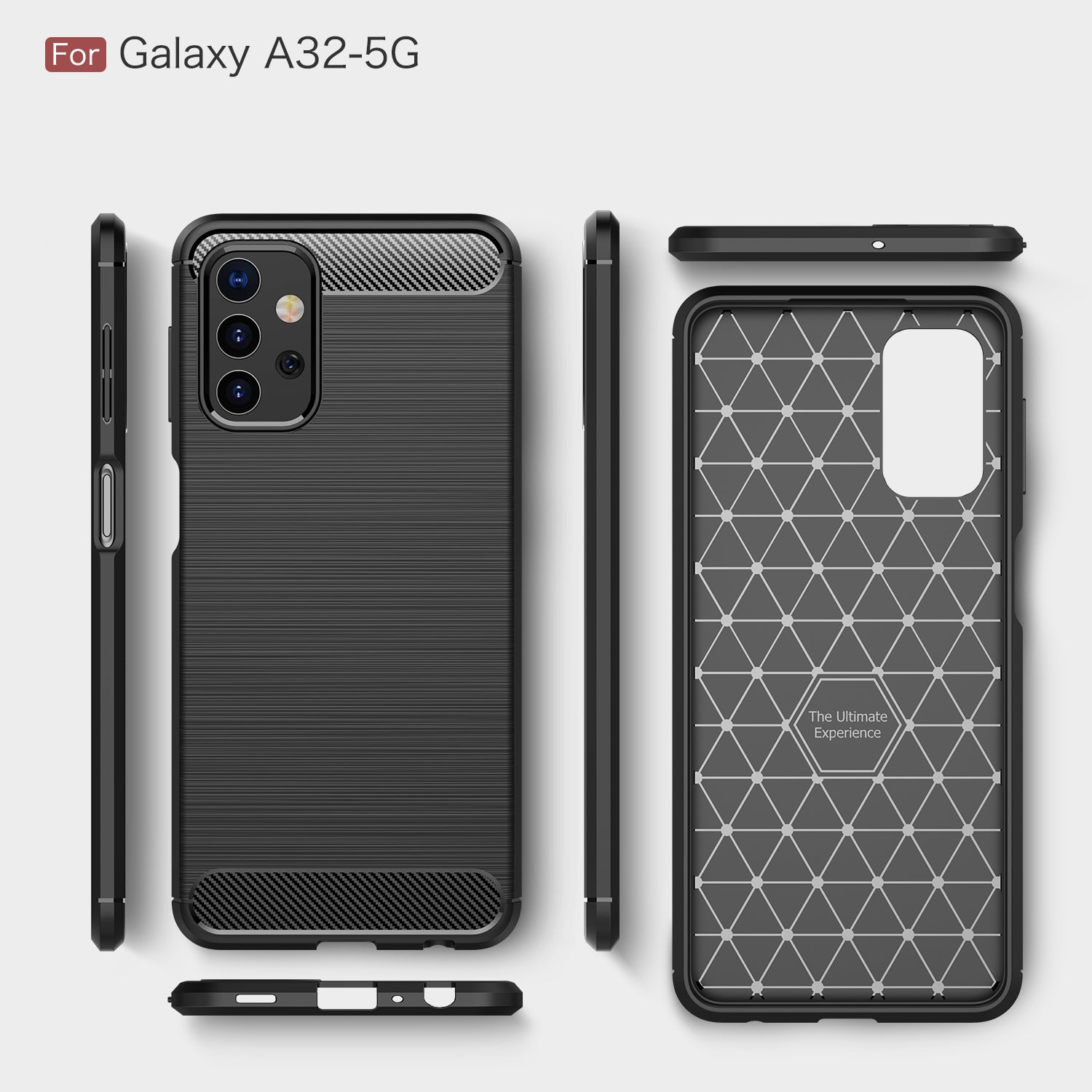 Samsung A32 5G Slim Carbon Fibre Shockproof Rugged Case Cover Black