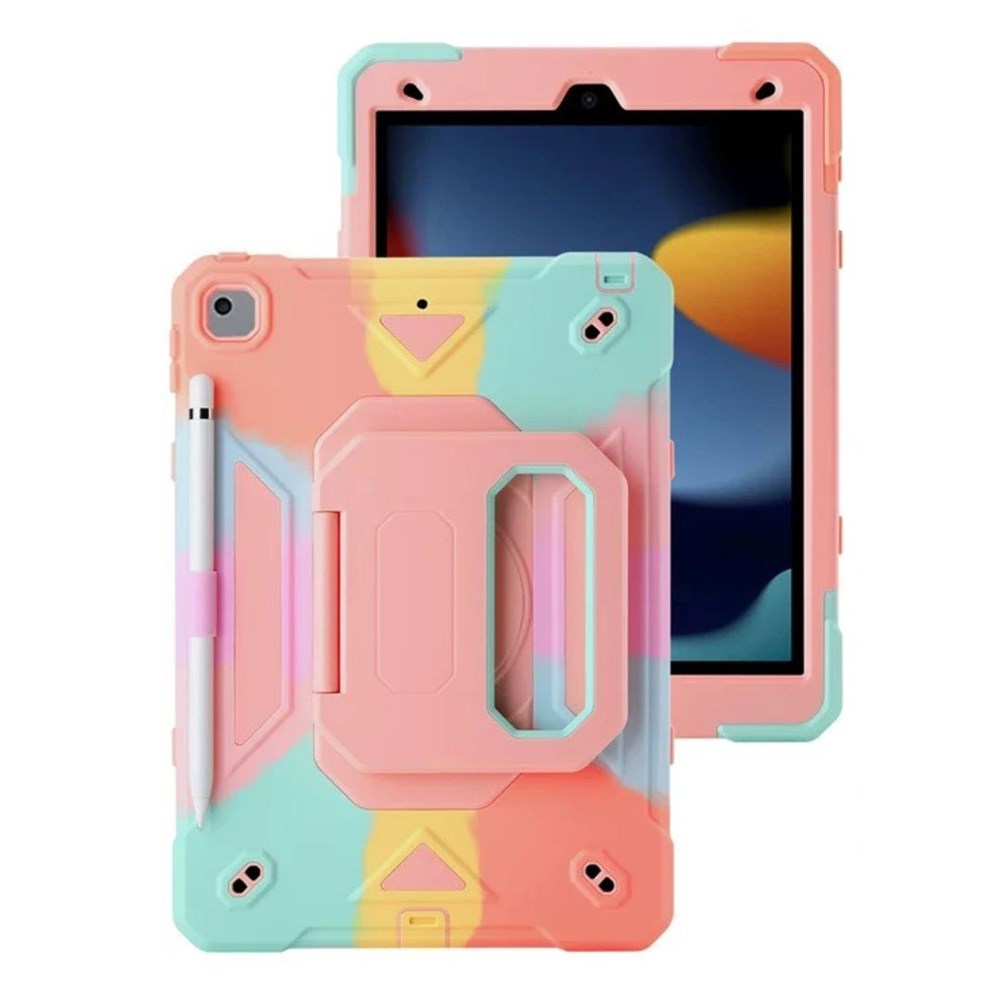 iPad A16/10th 10.9inch V2 Shockproof Hard Case with Kickstand – Rainbow Pink
