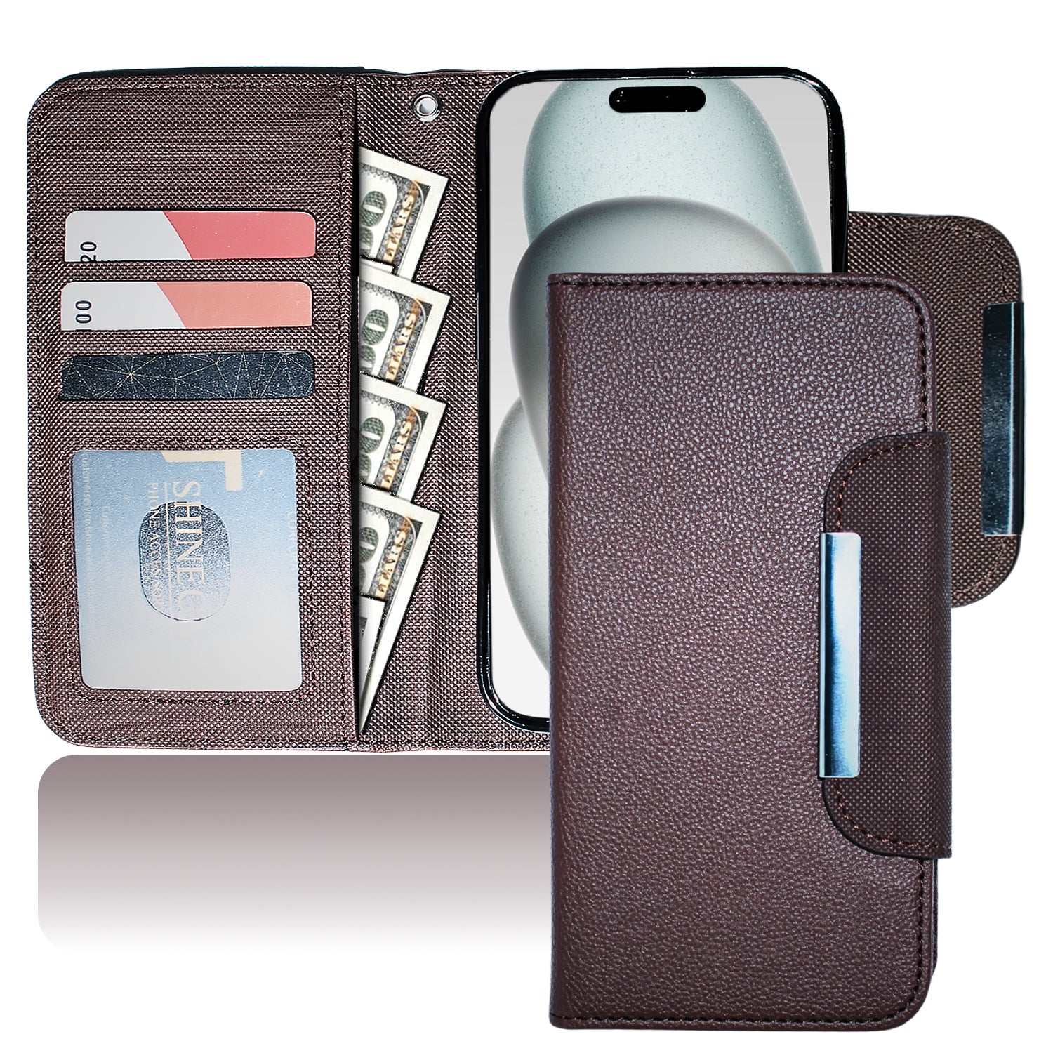 Magnetic Detachable Wallet Case Brown - iPhone Cases
