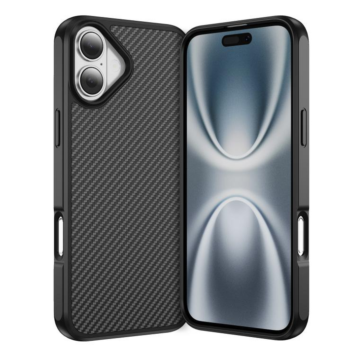 iPhone 16 Carbon Fiber Texture MagSafe Case Black