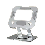 360 degree Rotatable  Multi-Function Metal Laptop & Phone Stand Silver