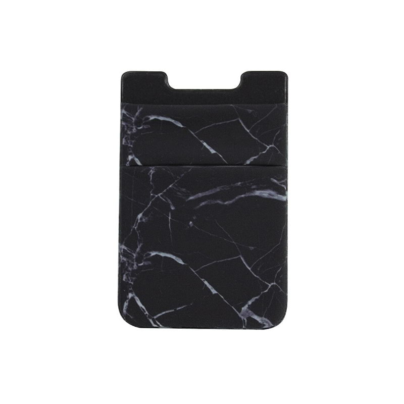 Adhesive Credit Card Holder with Double Pocket - Black Marble