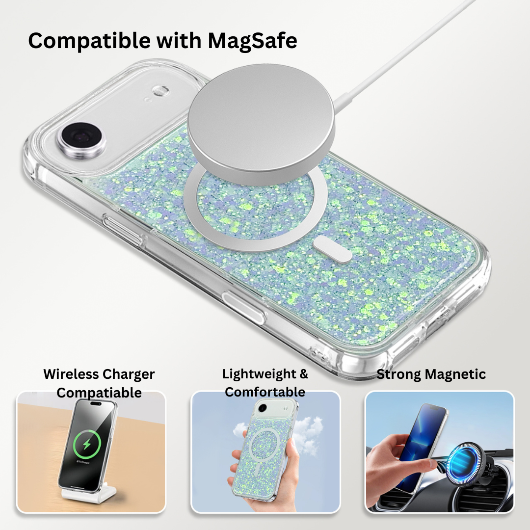 Nebula iPhone 17 Air Magic Glitter Case White Blue