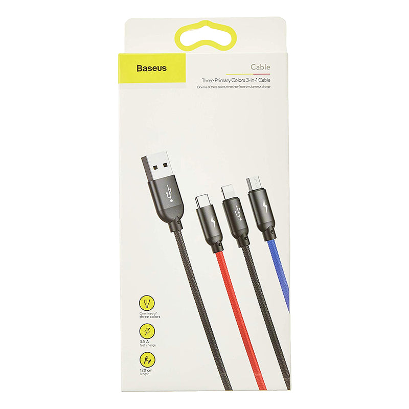 Baseus Three Primary Colors 3-in-1 Cable 3.5A 1.2m
