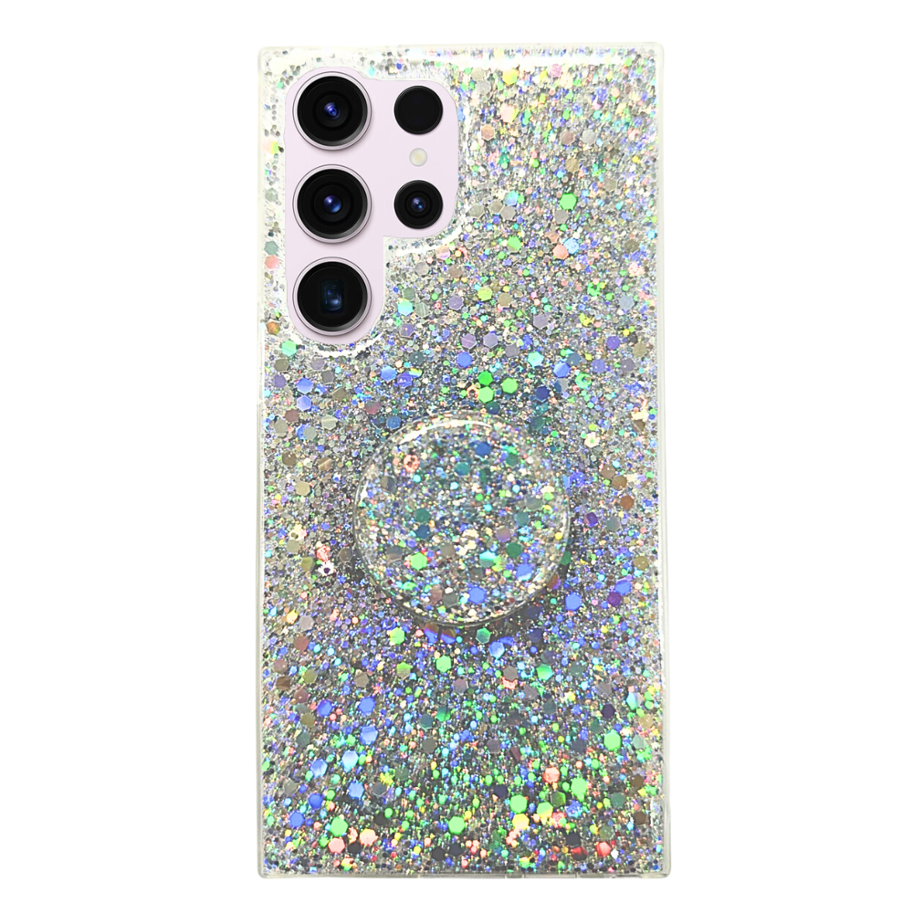 Samsung S23 Bling Bling Protective Case with Popsocket-Silver