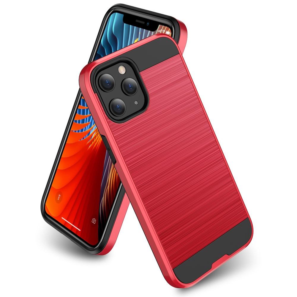 iPhone 13 Brushed Hybrid Heavy Duty Tough Case - Red