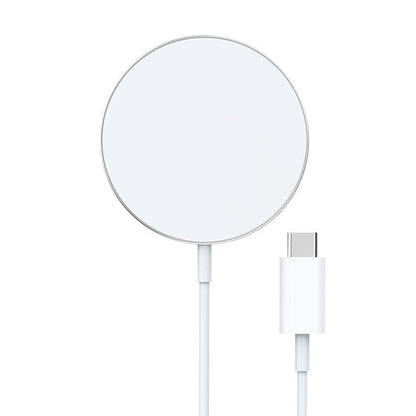 15W Type-C Magnetic Wireless Fast Charger – 1M Cable, Silver
