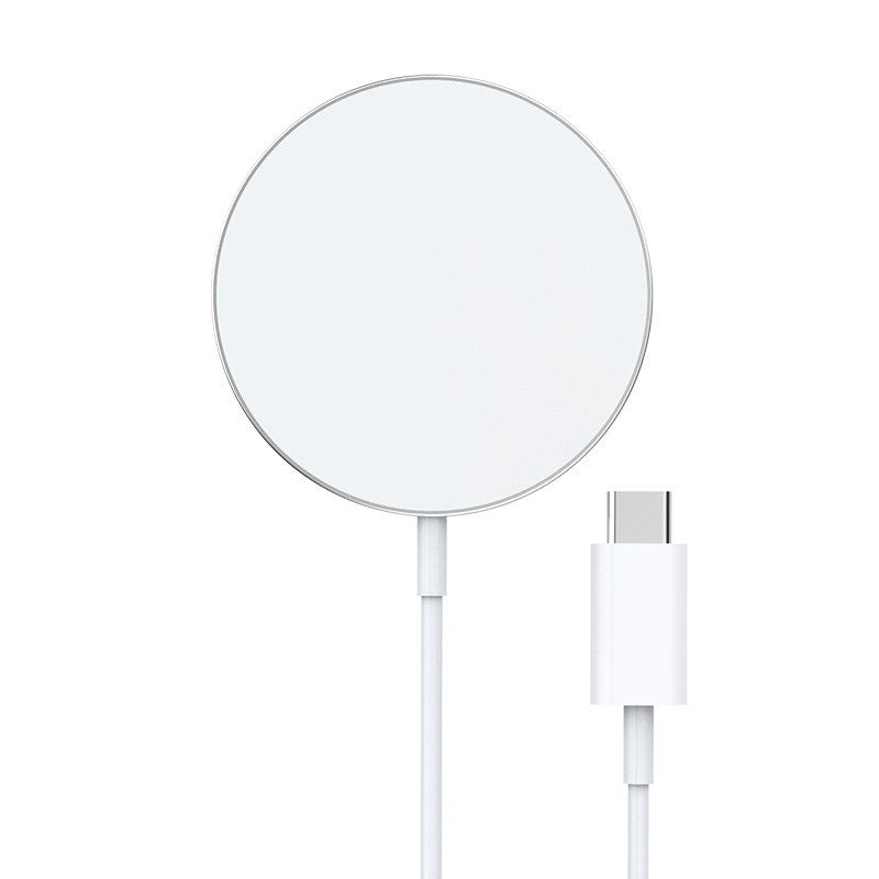 15W Type-C Magnetic Wireless Fast Charger – 1M Cable, Silver