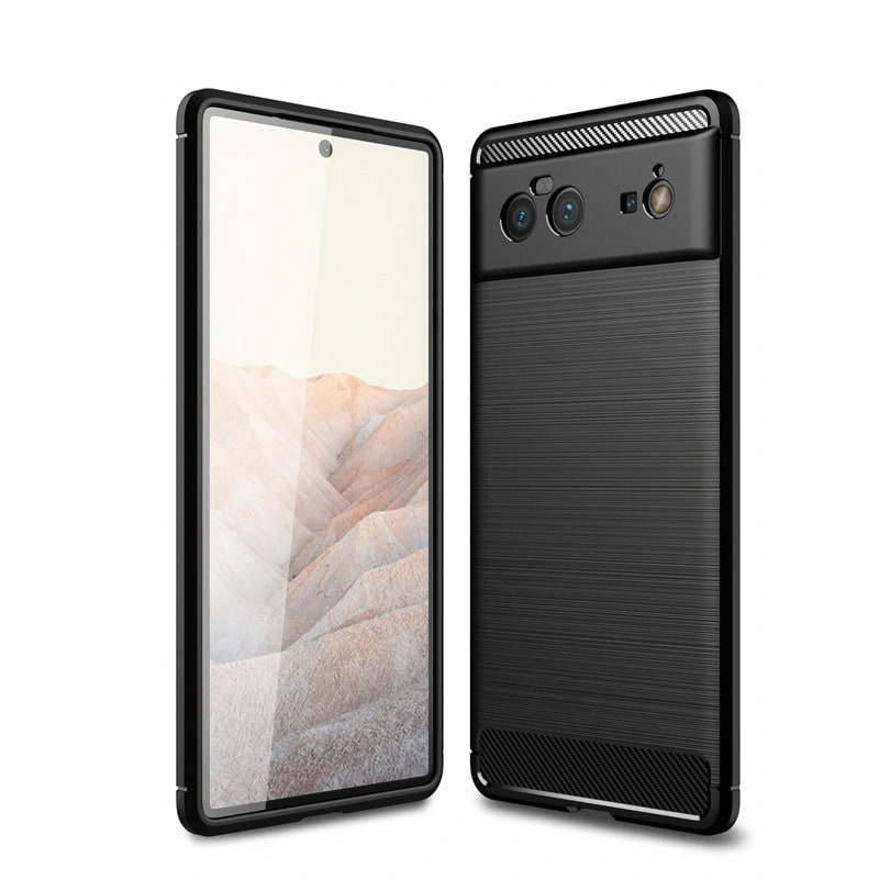 Google Pixel 6 Slim Carbon Fibre Shockproof Rugged Case Cover Black
