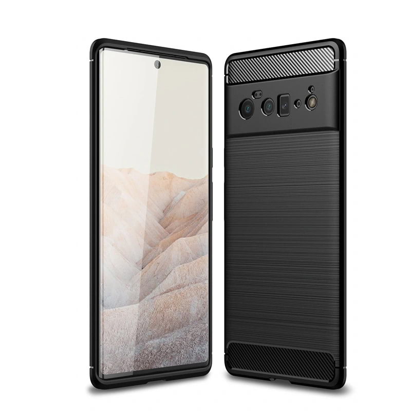 Google Pixel 6 Pro Slim Carbon Fibre Shockproof Rugged Case Cover Black
