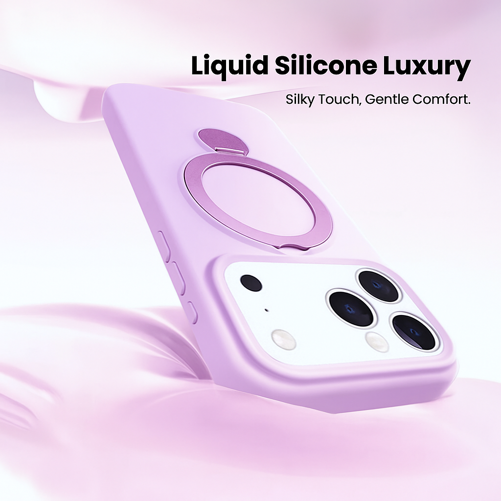 iPhone 17 Series Magsafe Invisible Silicone Stand Case - Purple