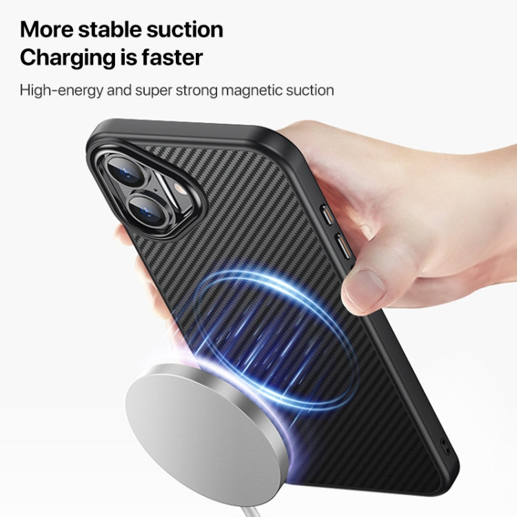 iPhone 16 Carbon Fiber Texture MagSafe Case Black