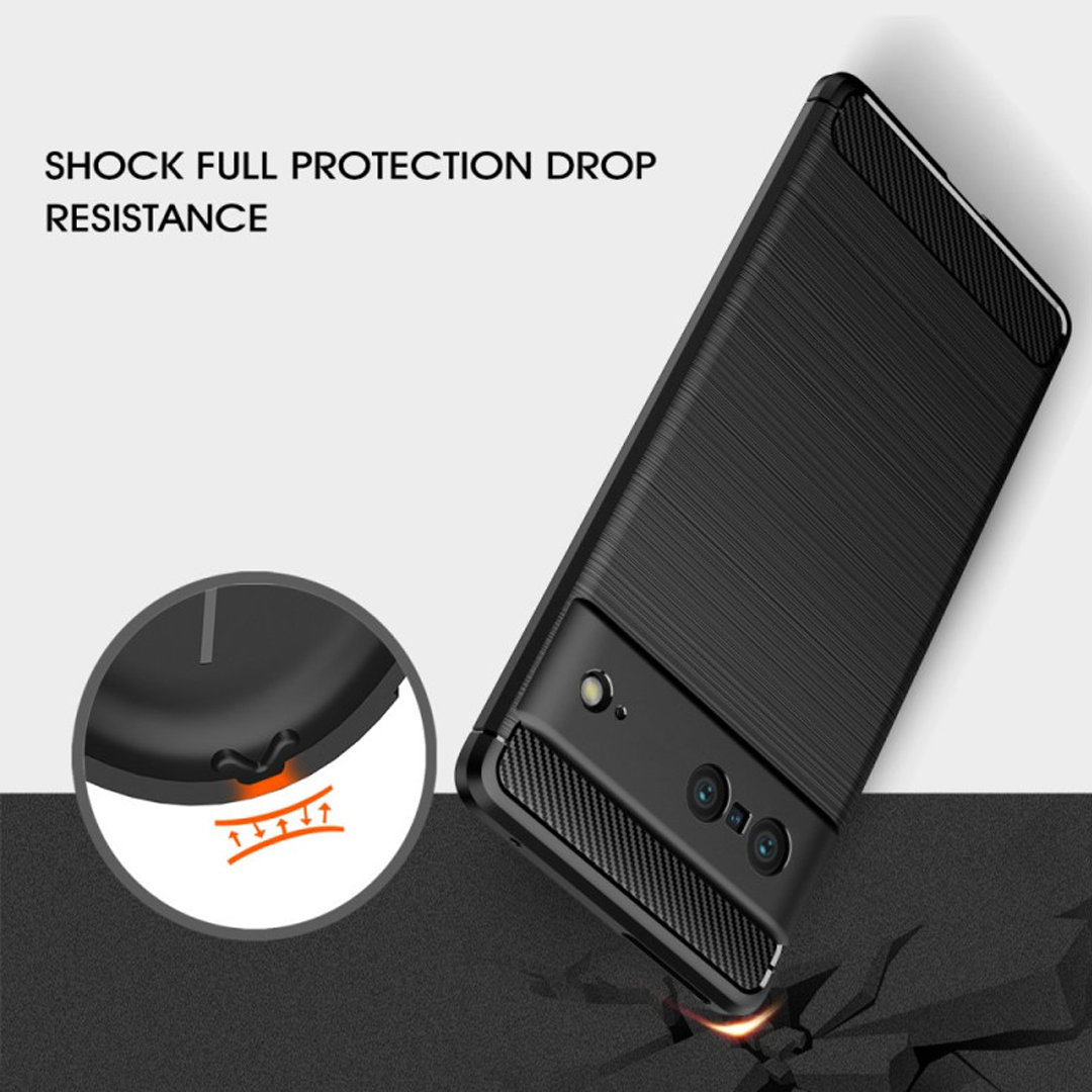 Google Pixel 7 Slim Carbon Fibre Shockproof Rugged Case Cover Black