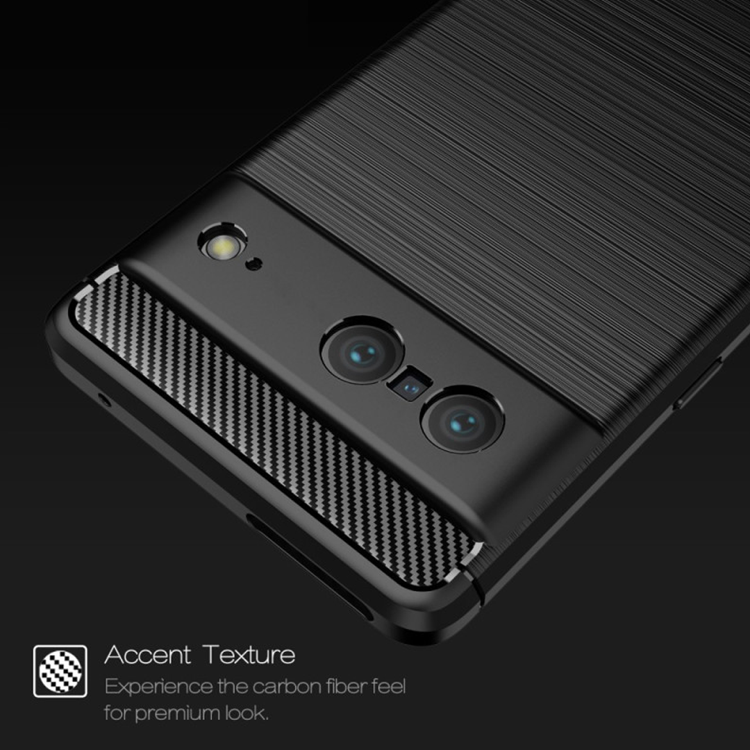 Google Pixel 7 Slim Carbon Fibre Shockproof Rugged Case Cover Black