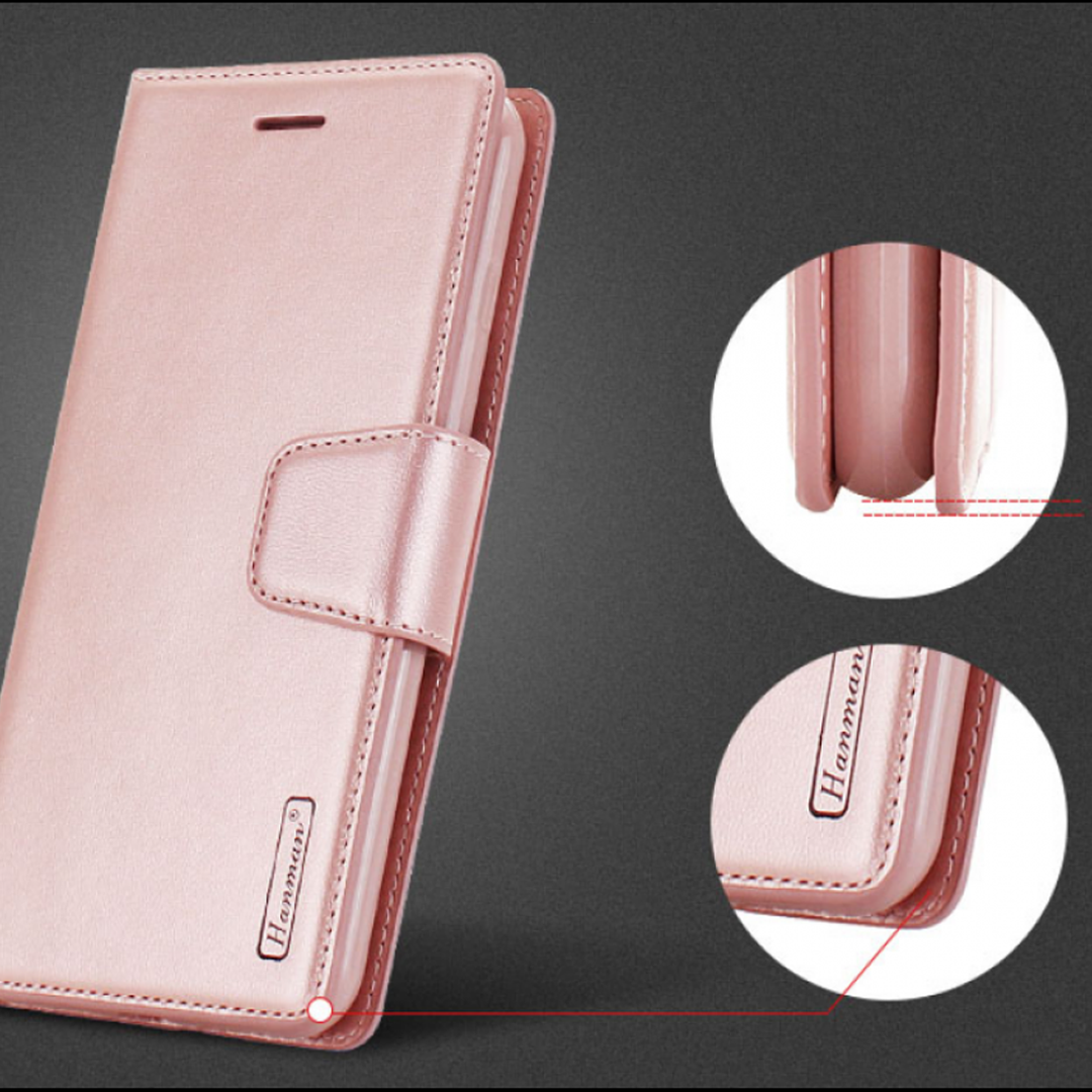 Hanman Flip Leather Wallet Case Rose Gold - iPhone Case