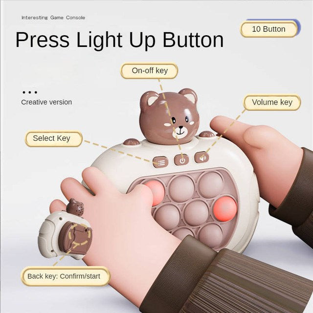 Handheld Console Fast Push Bubble Game - Fun Bear and Astronaut Designs