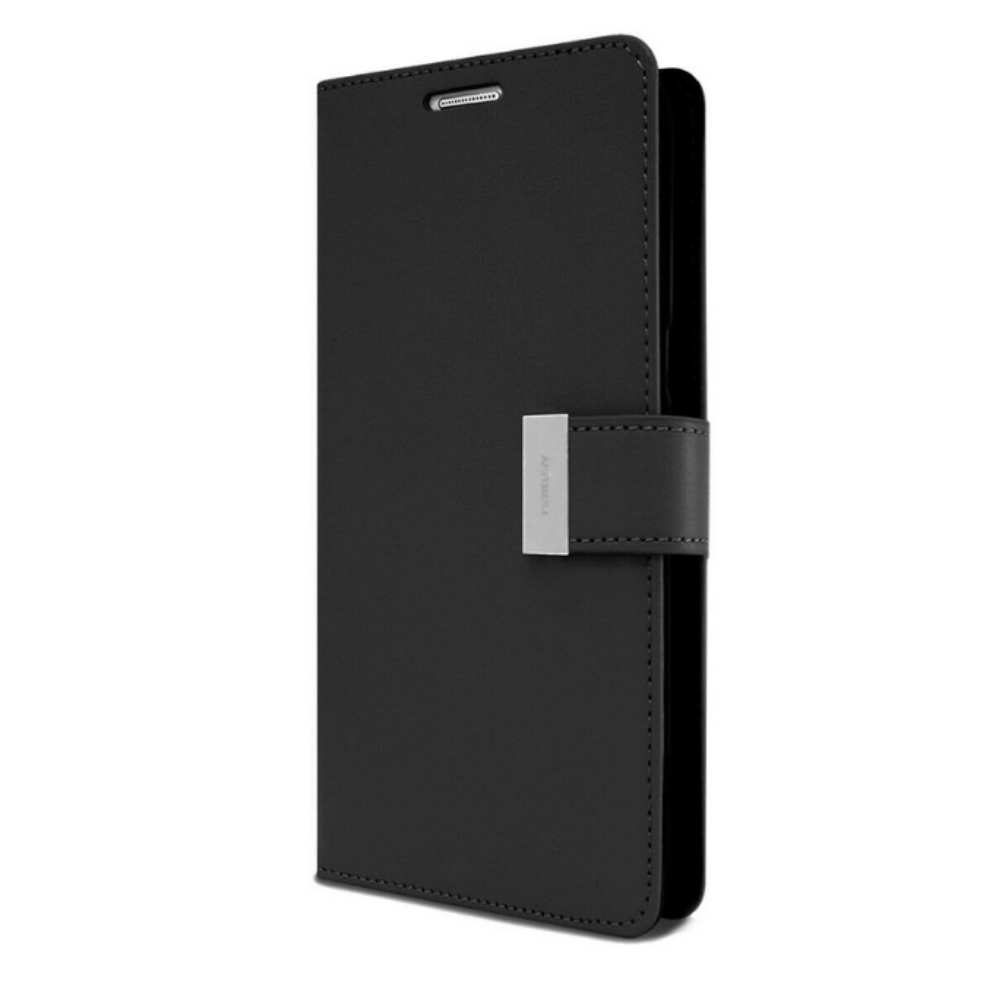 iPhone14 (iPhone 13) M Silver Buckle Flip Wallet Case Black